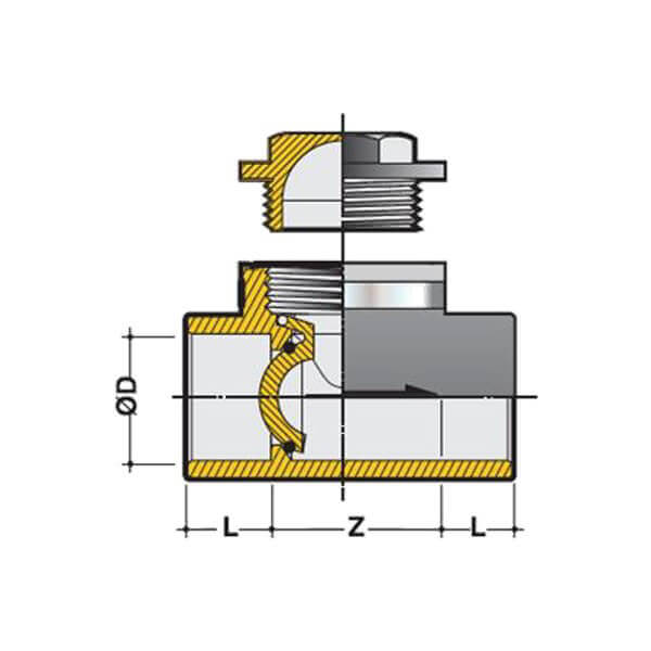 Clapet anti-retour horizontal pression à coller 50 mm