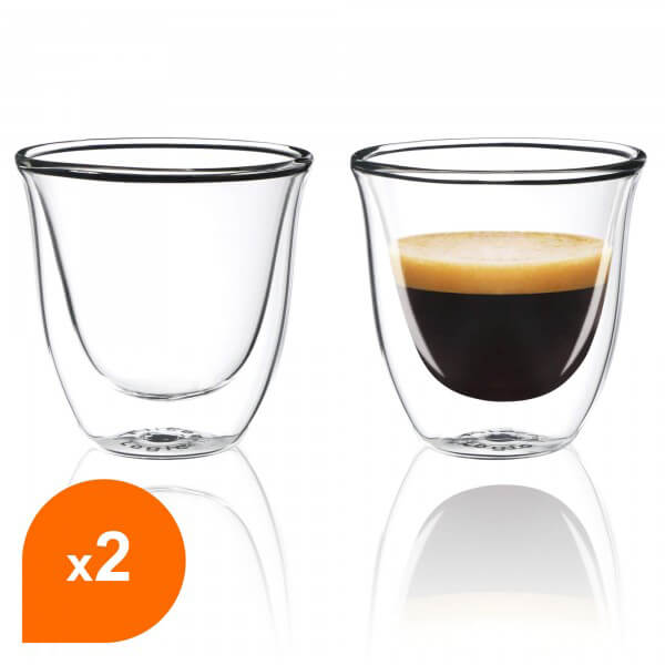 Lot de 2 tasses en verre Cappuccino De'Longhi pour un bon café