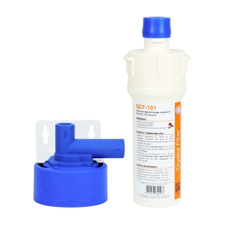 Kit de filtration sous évier Tête de filtre + Filtre charbon actif 0,5 microns 8'' - Crystal Filter®