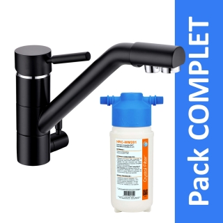 Robinet 3 voies Samoa Noir + Kit de filtration HRC-WM2000/201