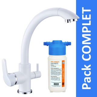 Robinet 3 voies Everglades Blanc + Kit de filtration HRC-WM2000/201