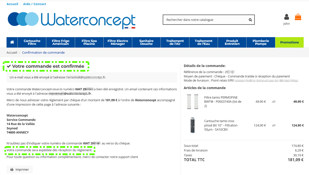 Paiement par chèque