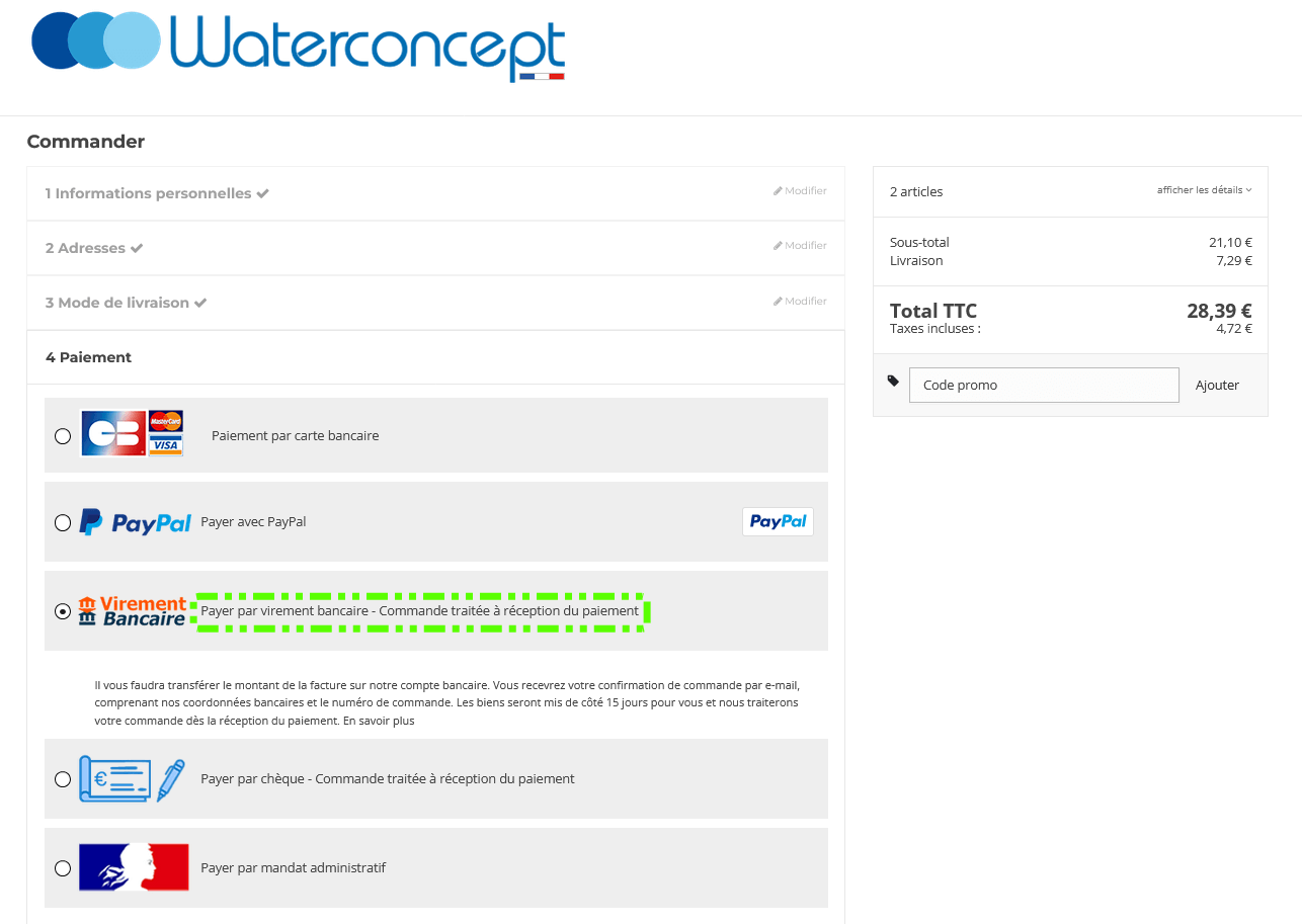 Paiement par virement bancaire Paiement par virement bancaire