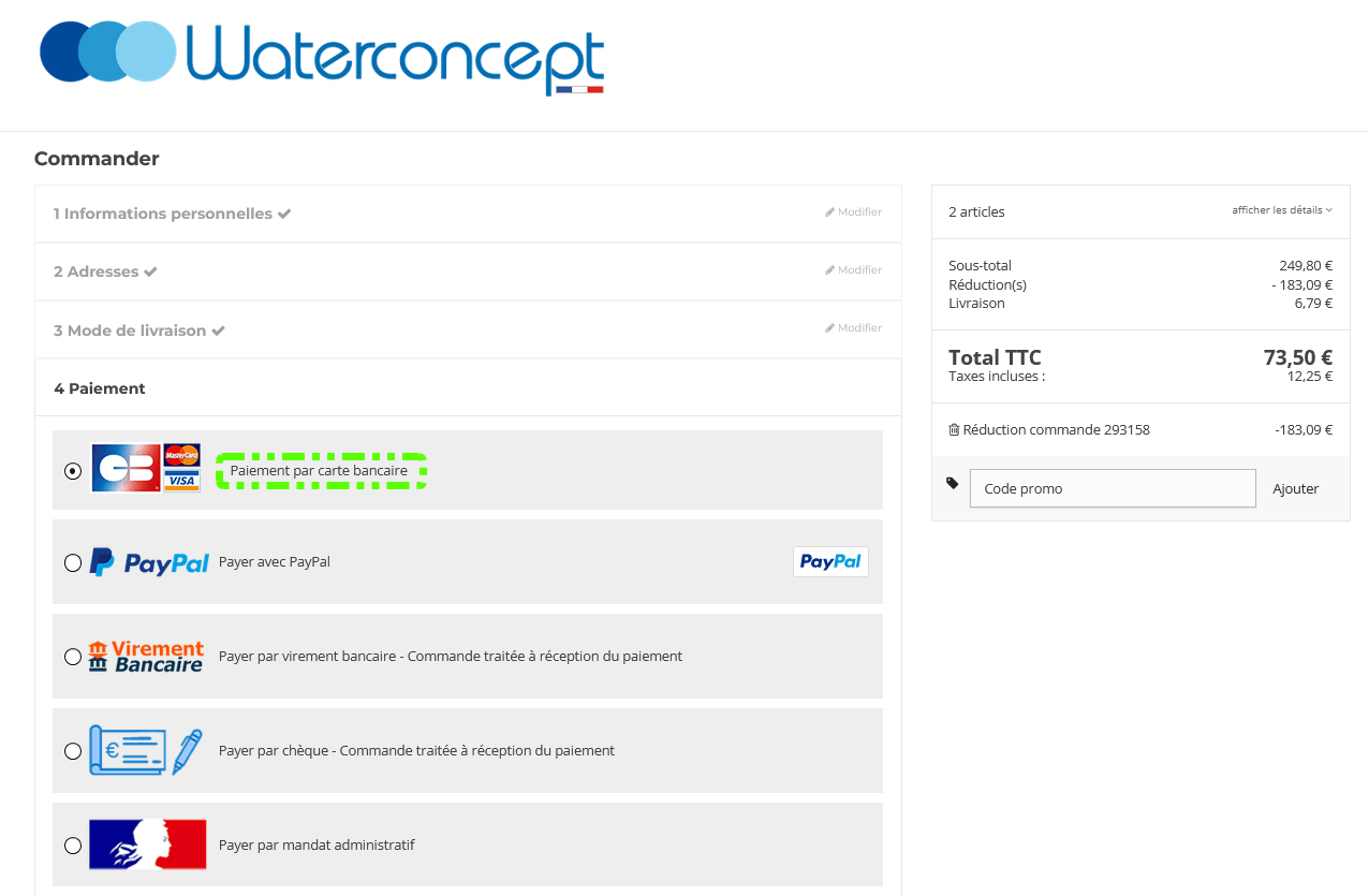 Paiement carte bancaire Paiement carte bancaire