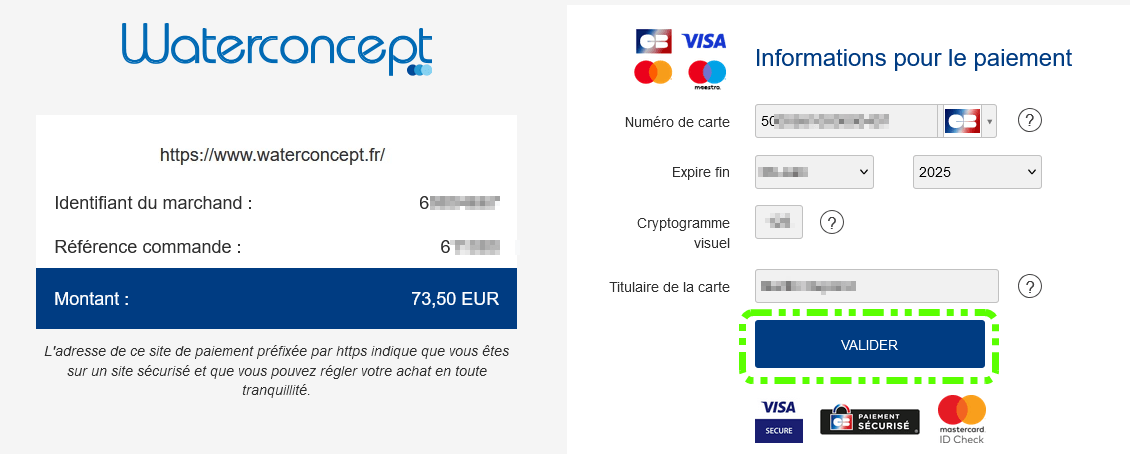 Paiement carte bancaire